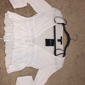 White Long Sleeved tie front top.